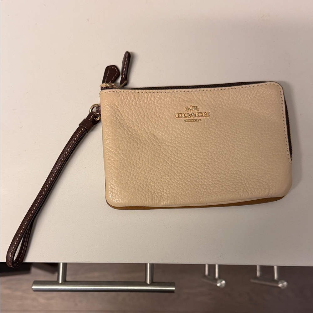 Coach Beige and Dark Brown Wristlet